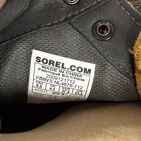 SOREL Waterproof Suede Hi-Line Hiker Boots Women's Size 6.5 Yellow Black Lace Up - Picture 8 of 8